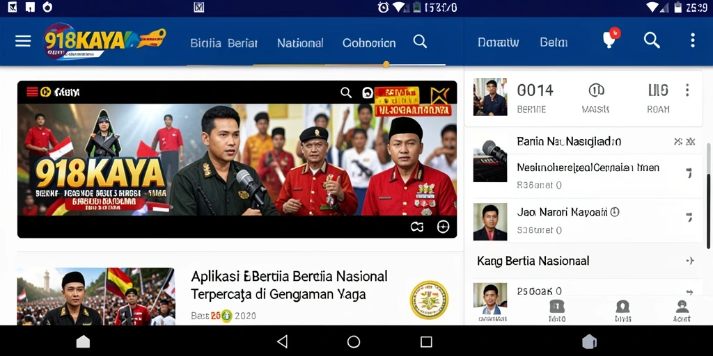 Antarmuka intuitif dan informatif dari aplikasi Berita Nasional 918KAYA.
