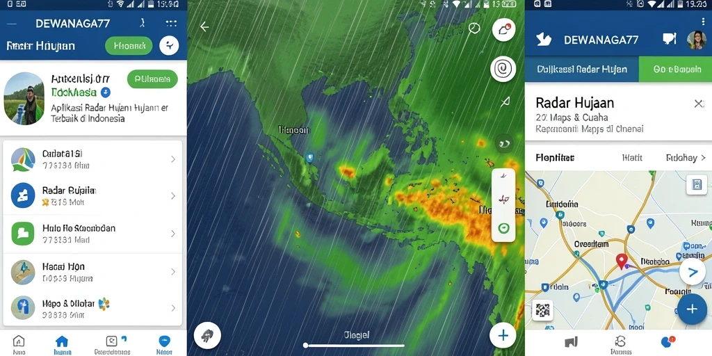 Antarmuka aplikasi DEWANAGA77 dengan fitur Radar Hujan yang informatif.