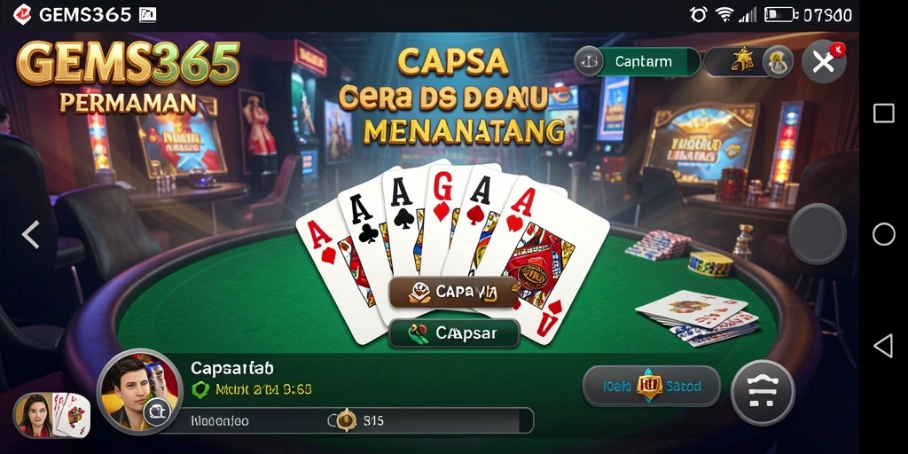 Tampilan antarmuka menarik dari game Capsa GEMS365.