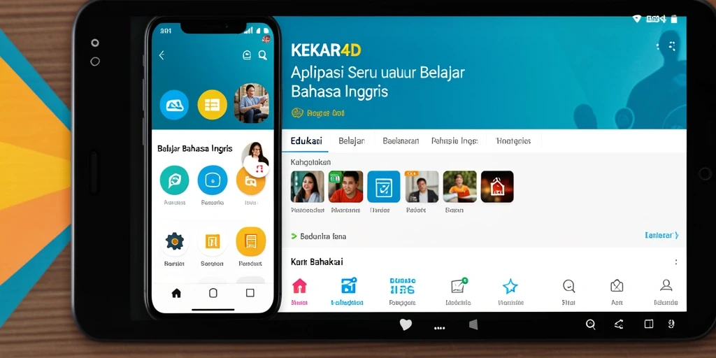 Tampilan antarmuka aplikasi KEKAR4D saat belajar Bahasa Inggris.