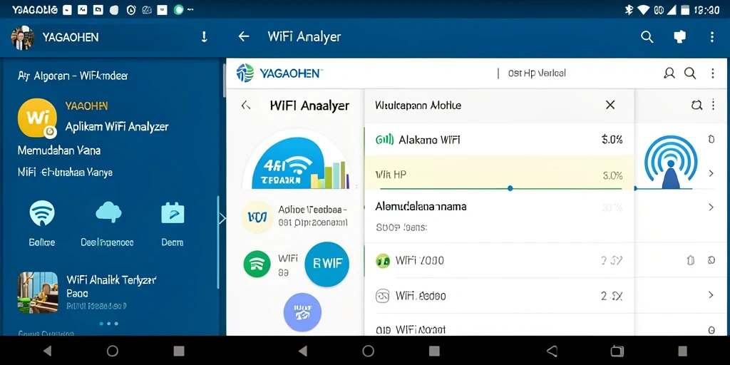 Tampilan antarmuka YAGAOHEN dengan grafik analisis jaringan WiFi.