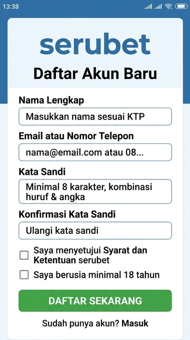 Panduan Registrasi Akun Baru Serubet untuk Pengguna Android